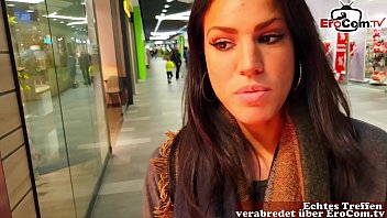 german cute brunette model flirt in supermarket and pickup for pov sex