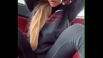 Beautiful blonde slut masturbating in the car she is all sexy and hot