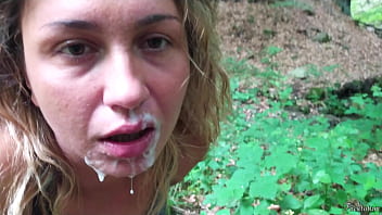 Outdoor Blowjob with most epic facial ever