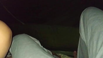 Camping creampie with my stepsister in her tight and wet pussy, she asks me to cum on top of her. real home video