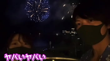 Romantic night, fireworks and handjobs from a girl in Kimono. Cum extreme.